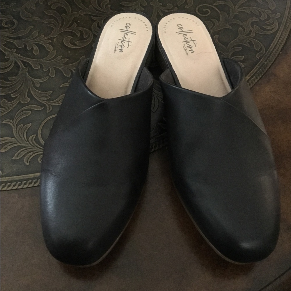 Clark’s Black Slip on Mules